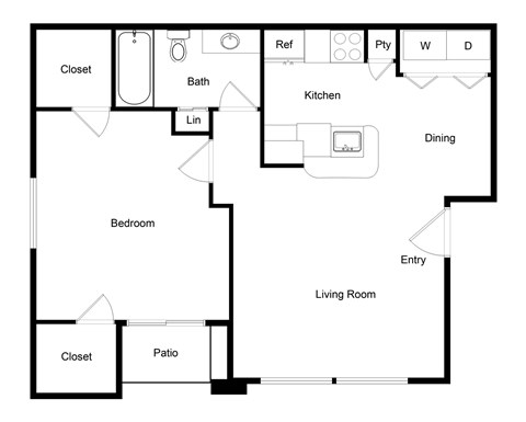 Palencia Apartments in Dallas, Texas One Bedroom Floor Plan